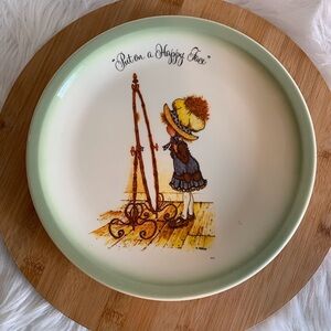 Vintage Green and Brown Ceramic Holly Hobbie Art Plate